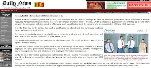 hSenid, LAHES offer exclusive HRIS qualification in SL